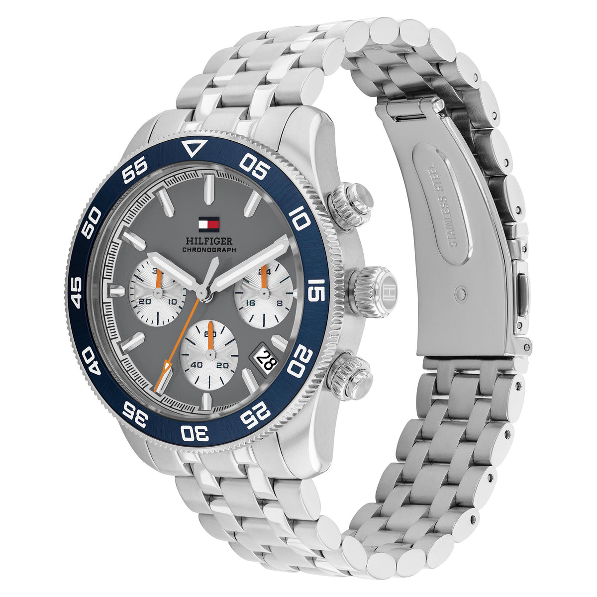 Tommy Hilfiger Stainless Steel Grey Dial Chronograph Men's Watch - 1710744