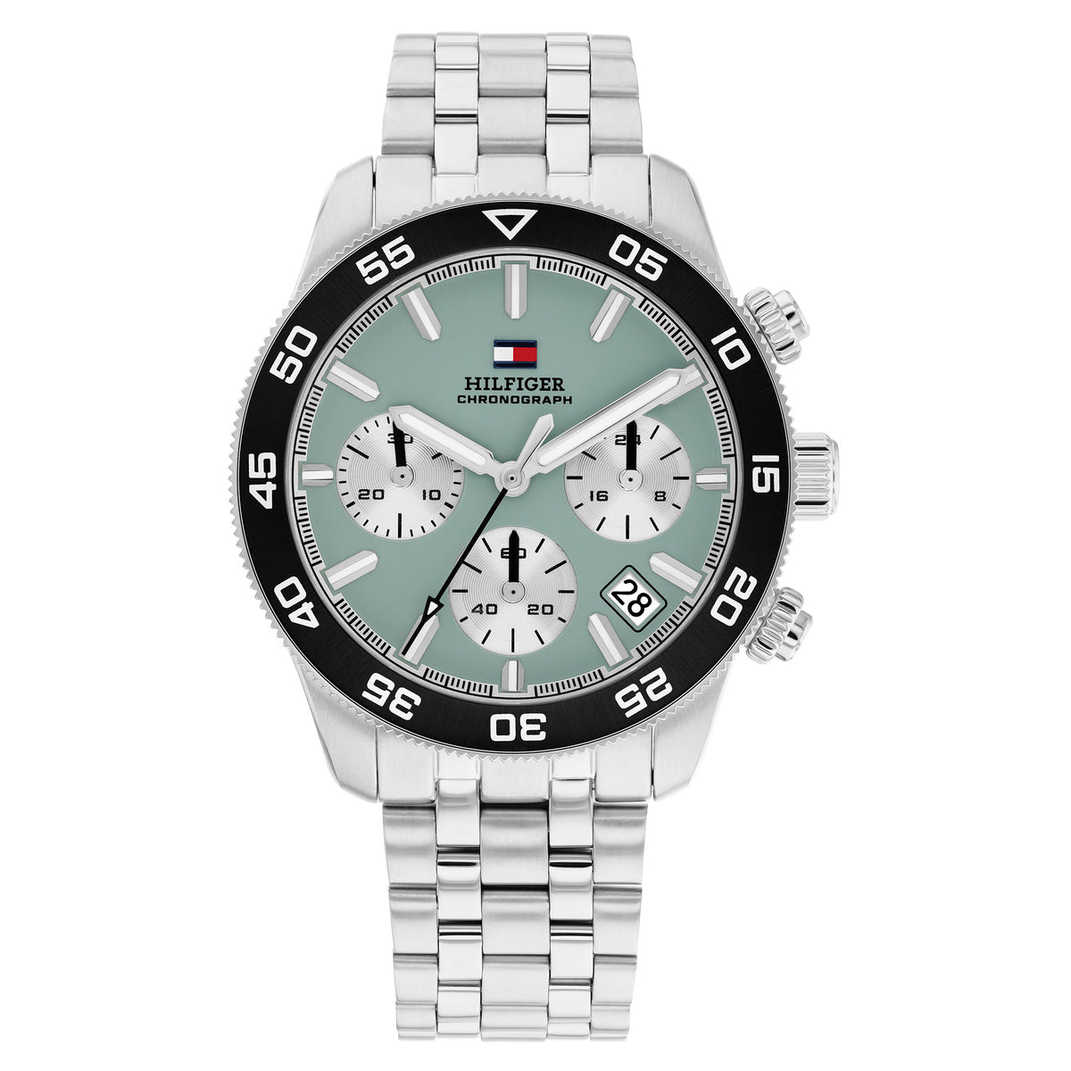 Tommy Hilfiger Stainless Steel Turquoise Dial Chronograph Men's Watch - 1710745