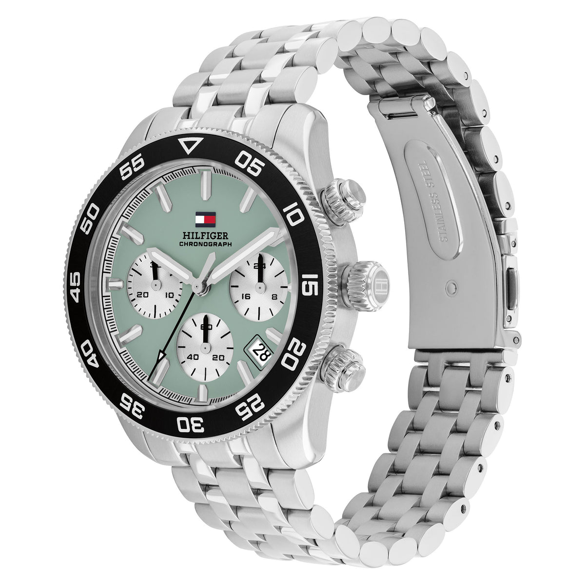 Tommy Hilfiger Stainless Steel Turquoise Dial Chronograph Men's Watch - 1710745