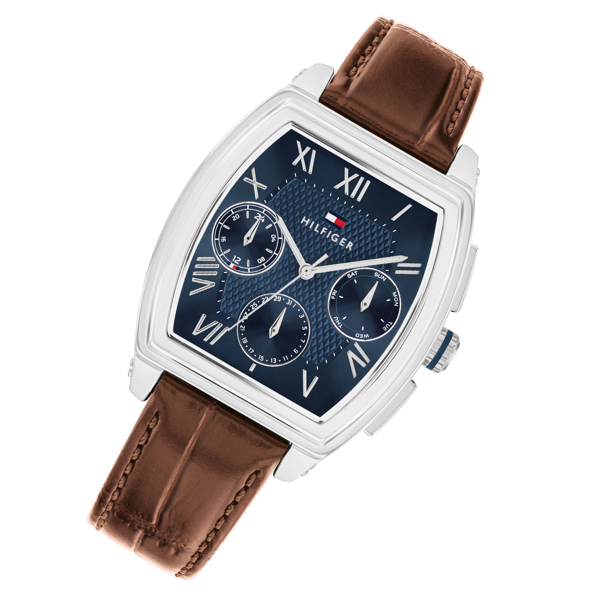Tommy Hilfiger Brown Leather Blue Dial Multi-function Men's Watch - 1710760