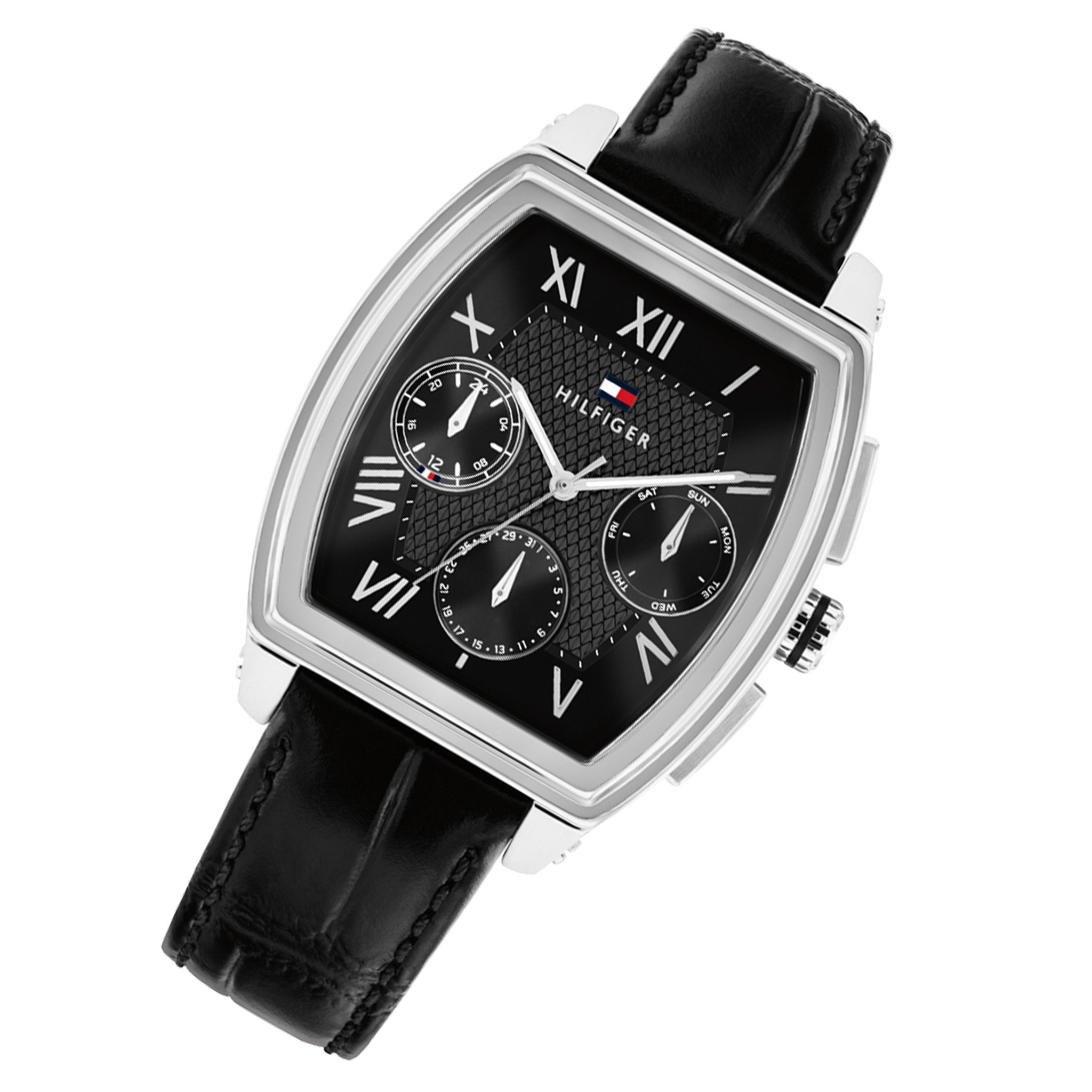 Tommy Hilfiger Leather Black Dial Multi-function Men's Watch - 1710761