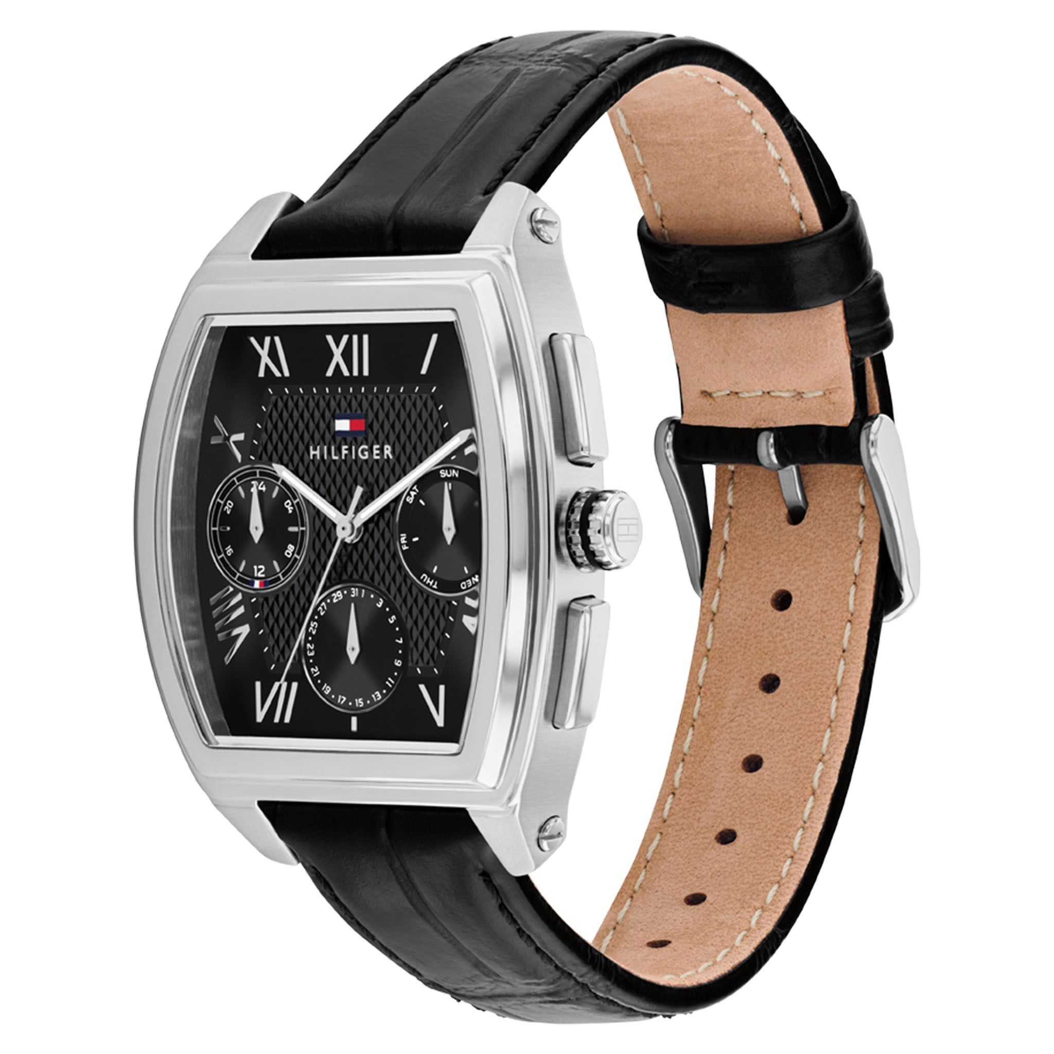 Tommy Hilfiger Leather Black Dial Multi-function Men's Watch - 1710761