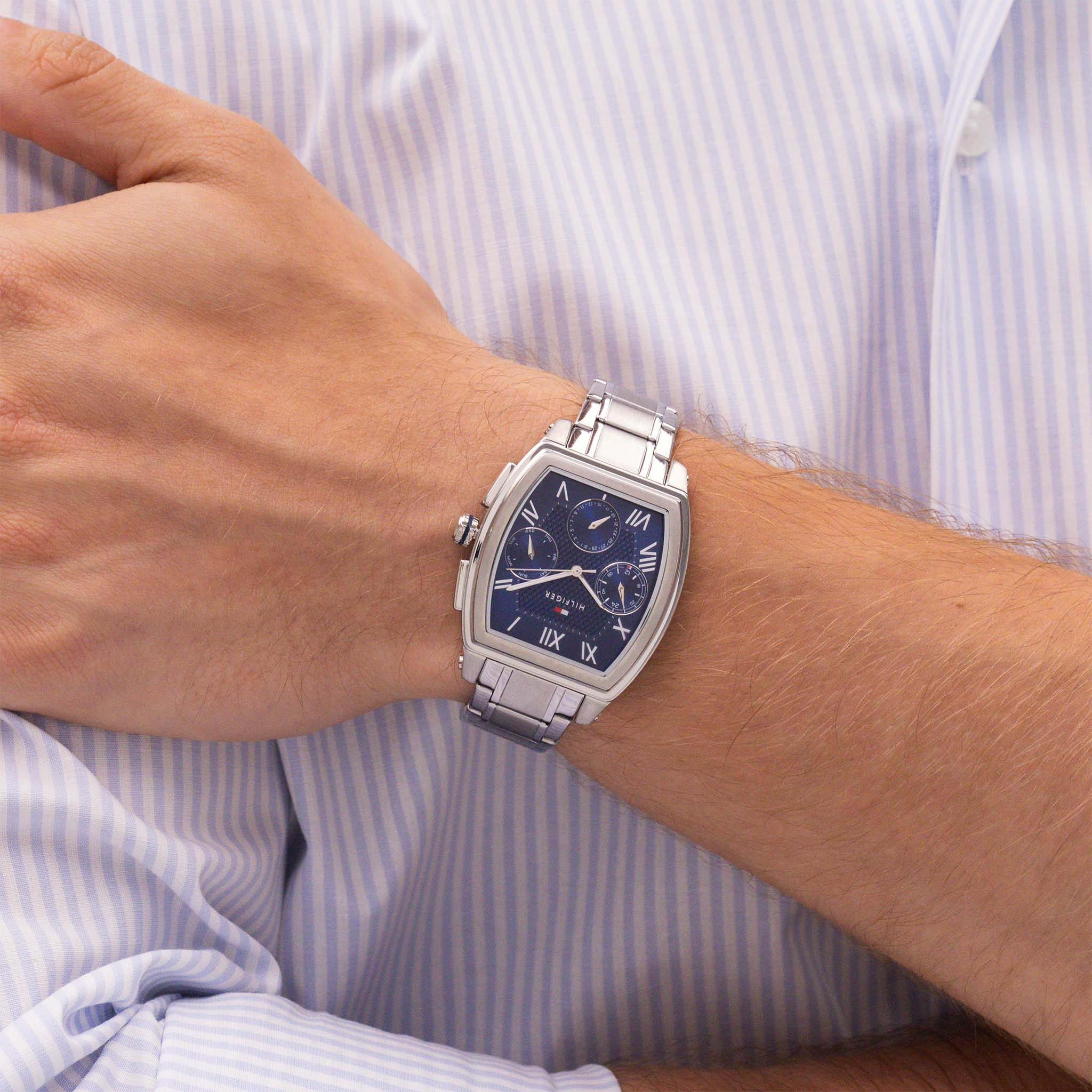 Tommy Hilfiger Stainless Steel Navy Dial Multi-function Men's Watch - 1710763