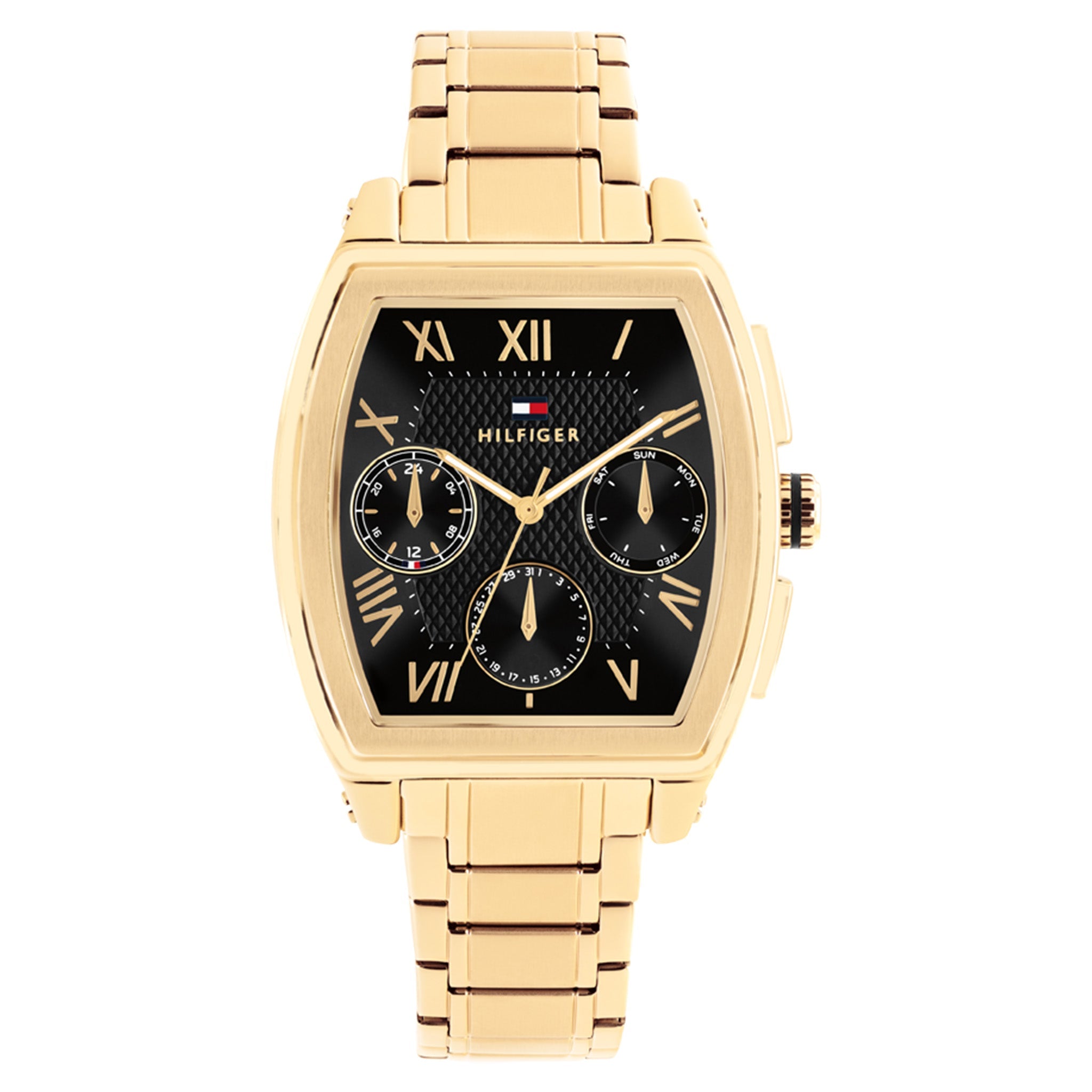 Tommy Hilfiger Gold Steel Black Dial Multi-function Men's Watch - 1710764