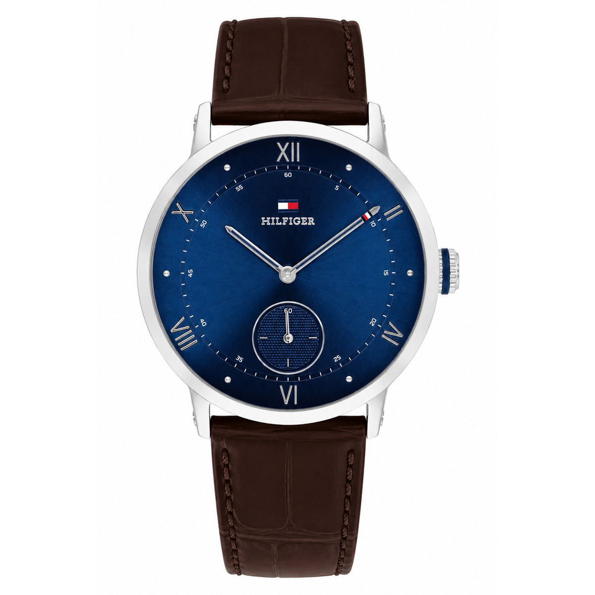 Tommy Hilfiger Brown Leather Blue Dial Men's Watch - 1710800