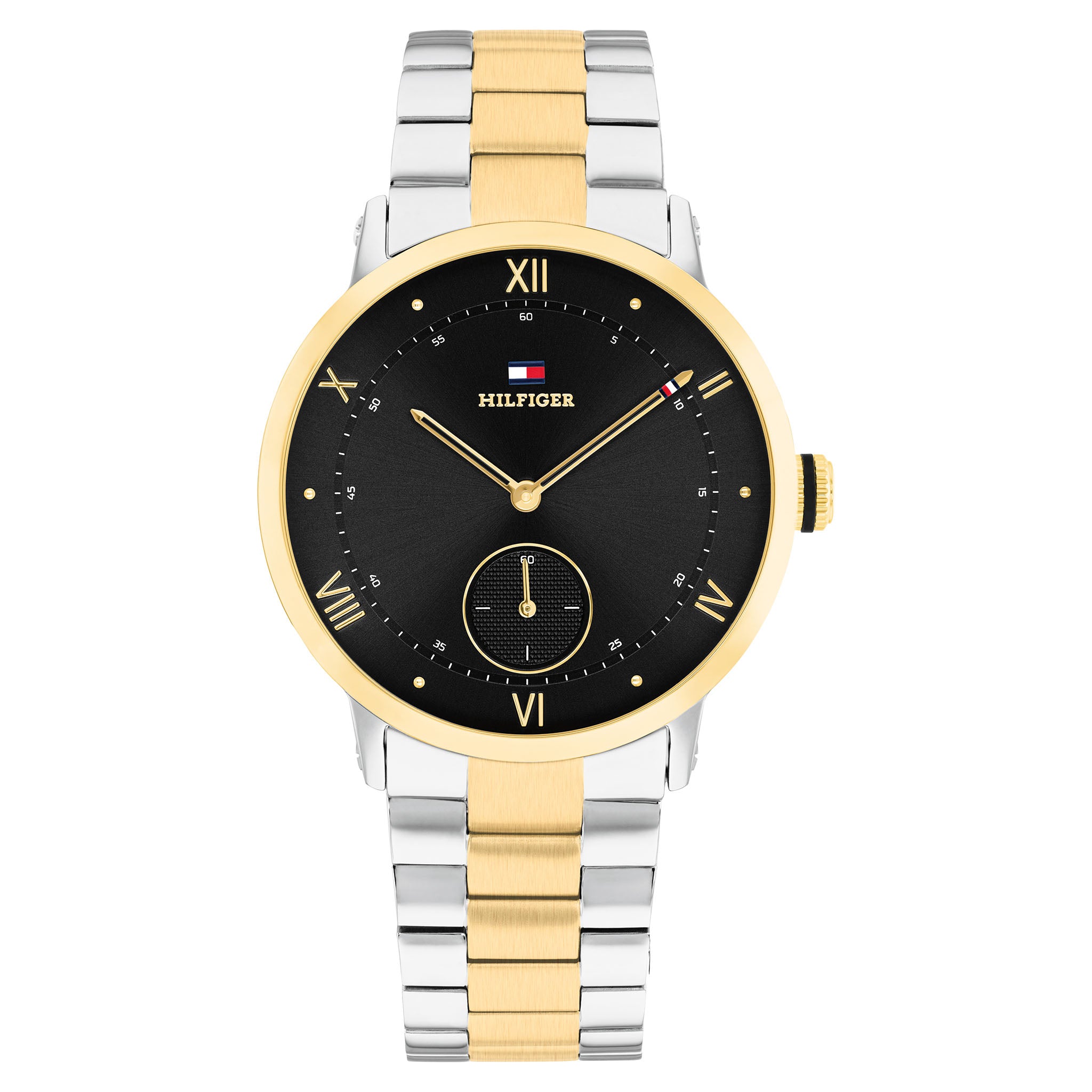 Tommy Hilfiger Two-Tone Steel Black Dial Men's Watch - 1710803