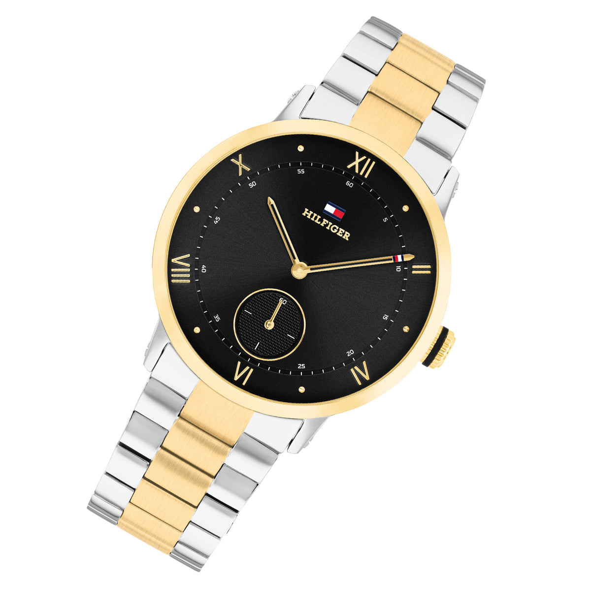 Tommy Hilfiger Two-Tone Steel Black Dial Men's Watch - 1710803
