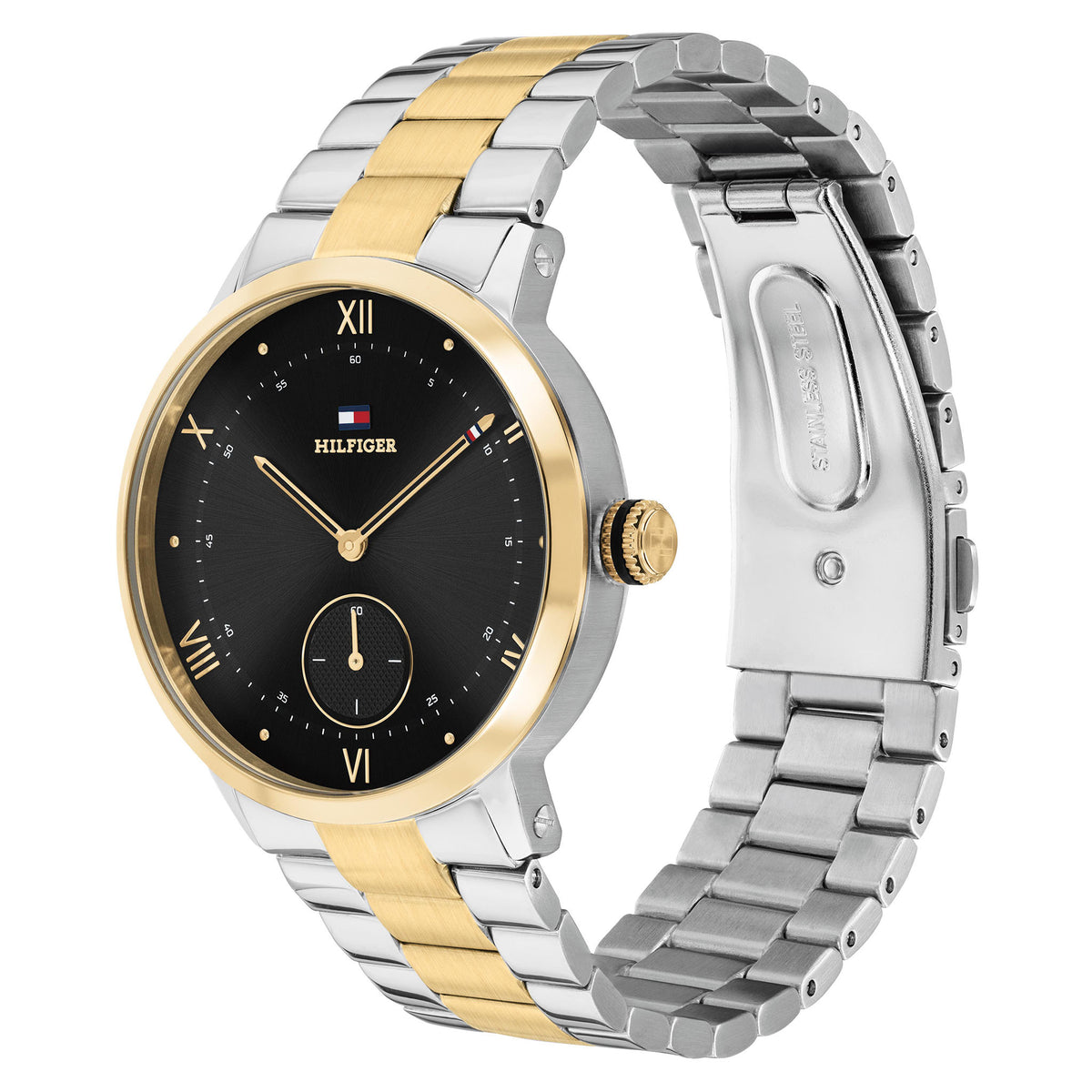 Tommy Hilfiger Two-Tone Steel Black Dial Men's Watch - 1710803