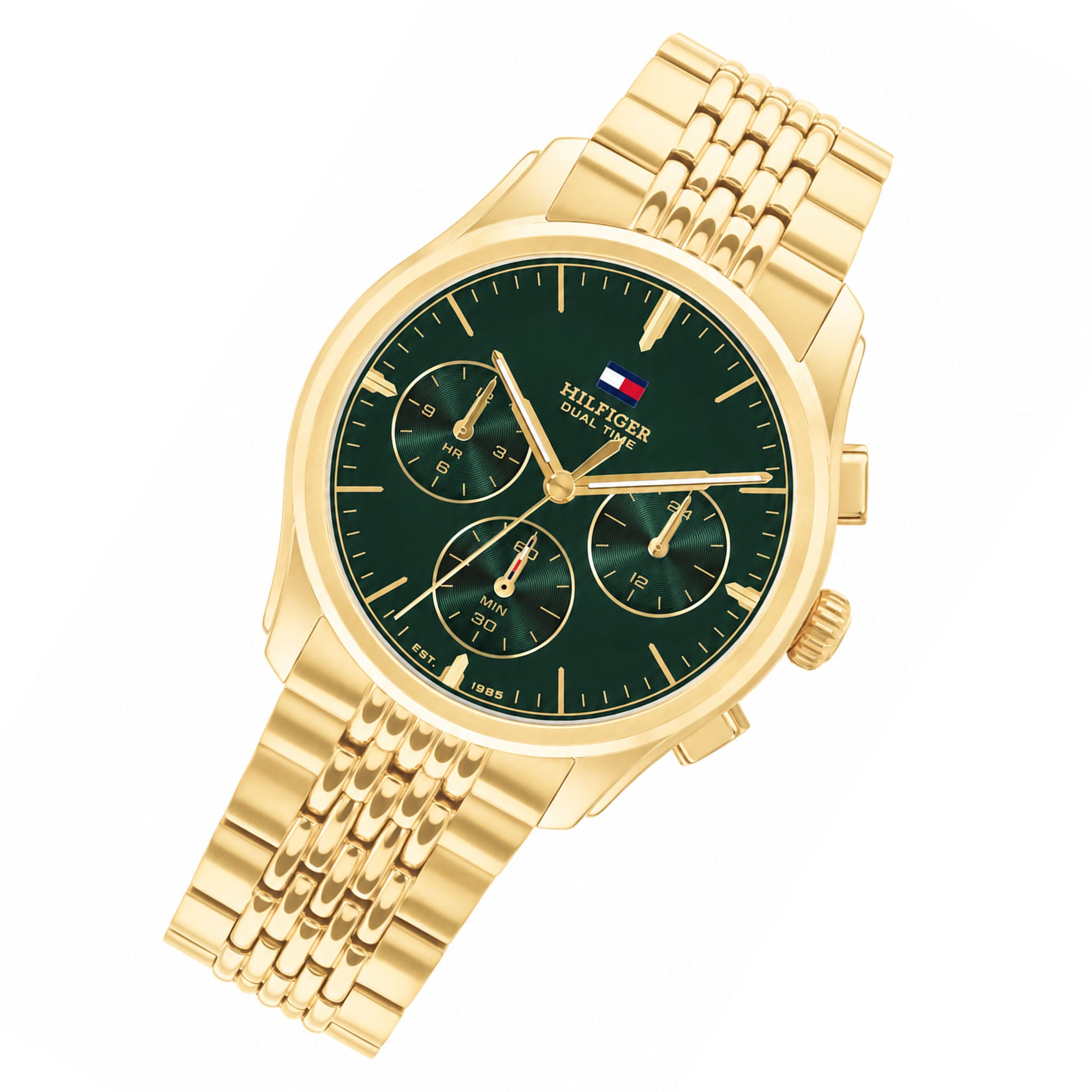 Tommy Hilfiger Gold Steel Emerald Green Dial Multi-function Men's Watch - 1710814