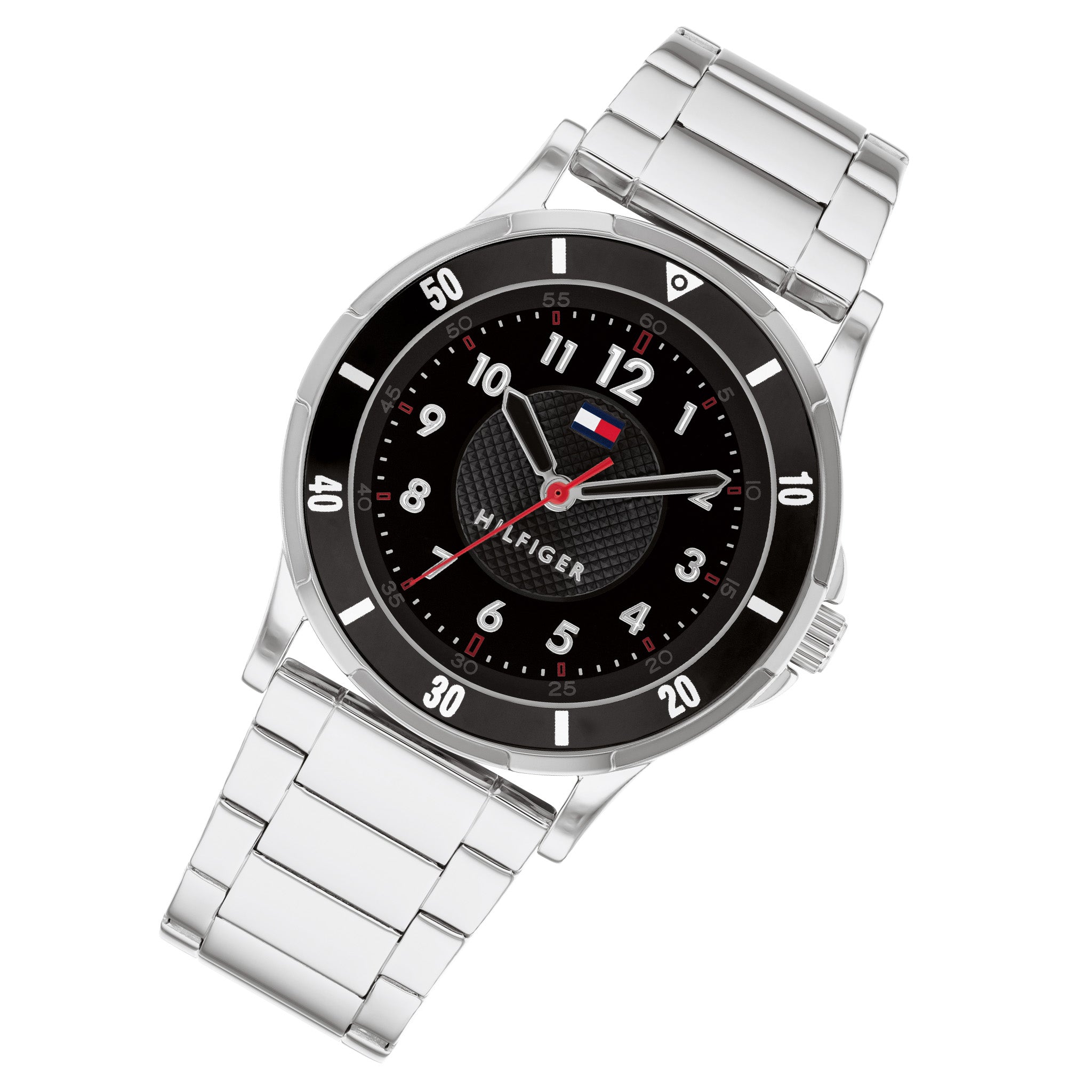 Tommy Hilfiger Silver Steel Black Dial Kid's Watch - 1720042