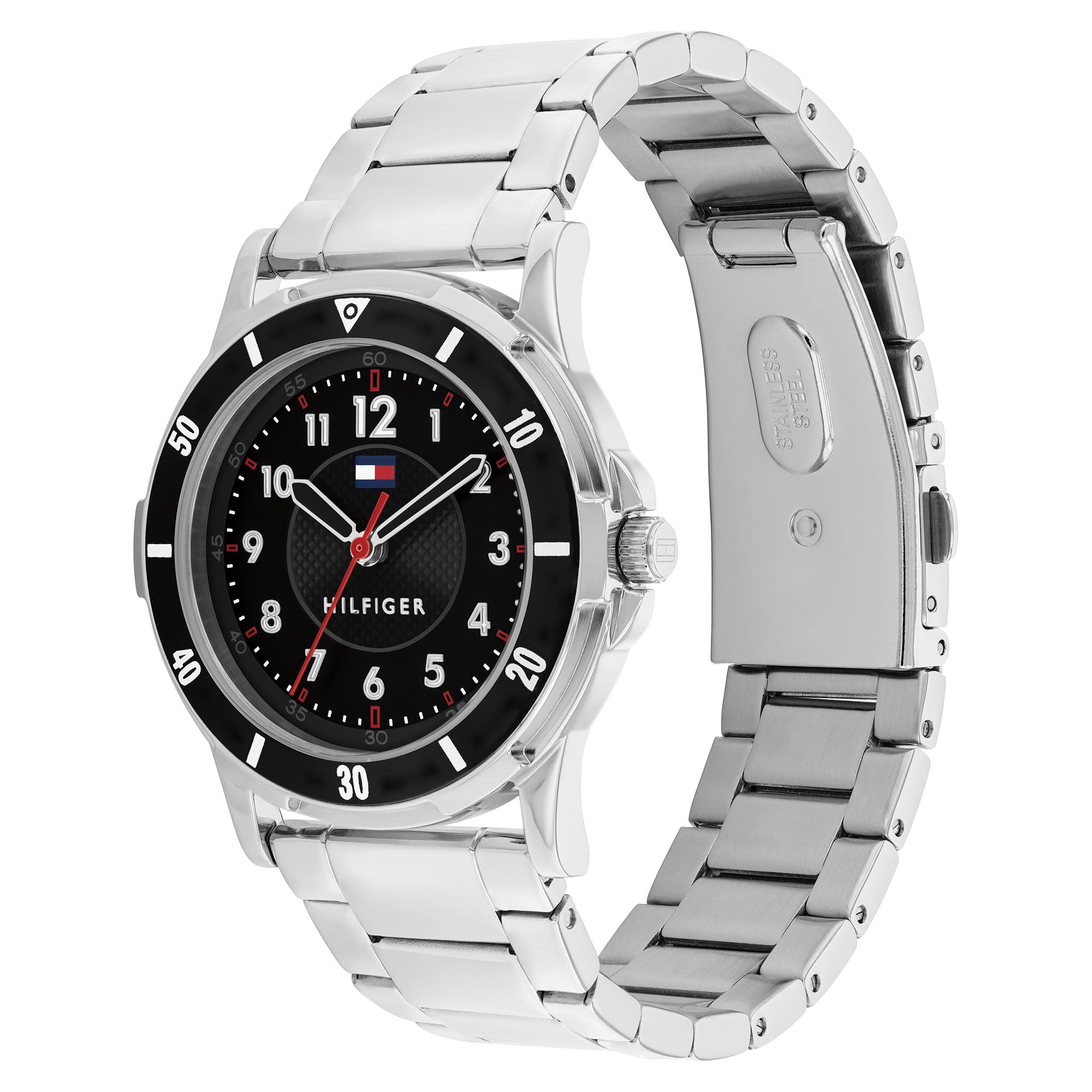 Tommy Hilfiger Silver Steel Black Dial Kid's Watch - 1720042