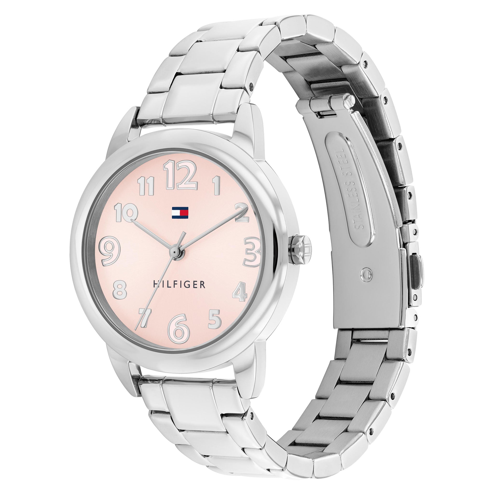 Tommy Hilfiger Silver Steel Pink Dial Kids Watch - 1720045