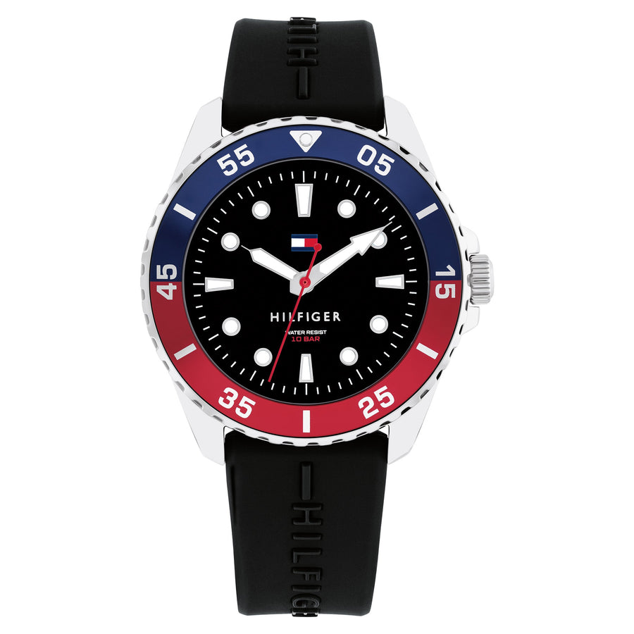 Tommy Hilfiger Teens Black Silicone Black Dial Unisex Watch - 1720046