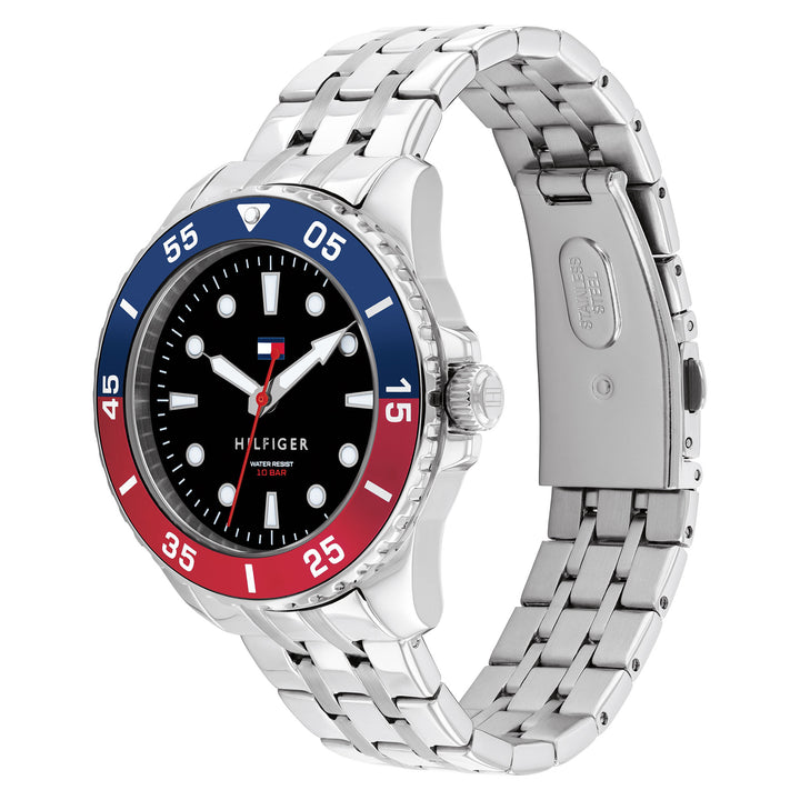 Tommy Hilfiger Stainless Steel Black Dial Unisex Watch - 1720048