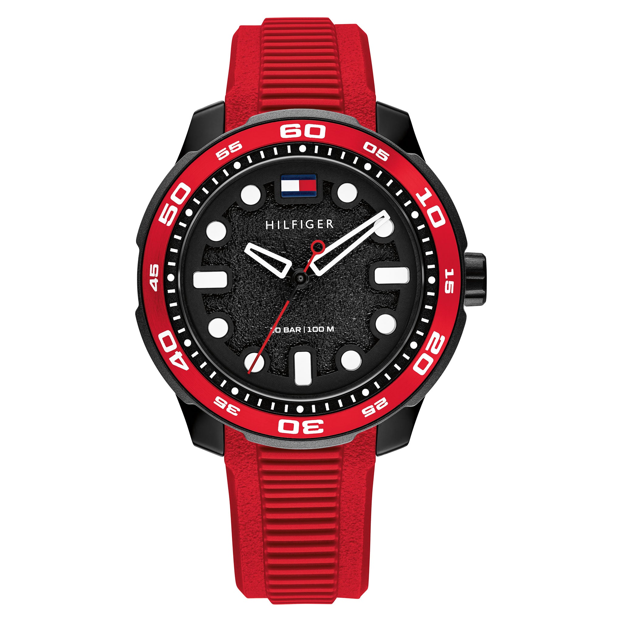 Tommy Hilfiger Red Silicone Black Dial Kids Watch - 1720057