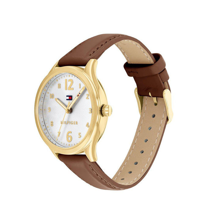 Tommy Hilfiger Brown Leather White Dial Women's Watch - 1781802