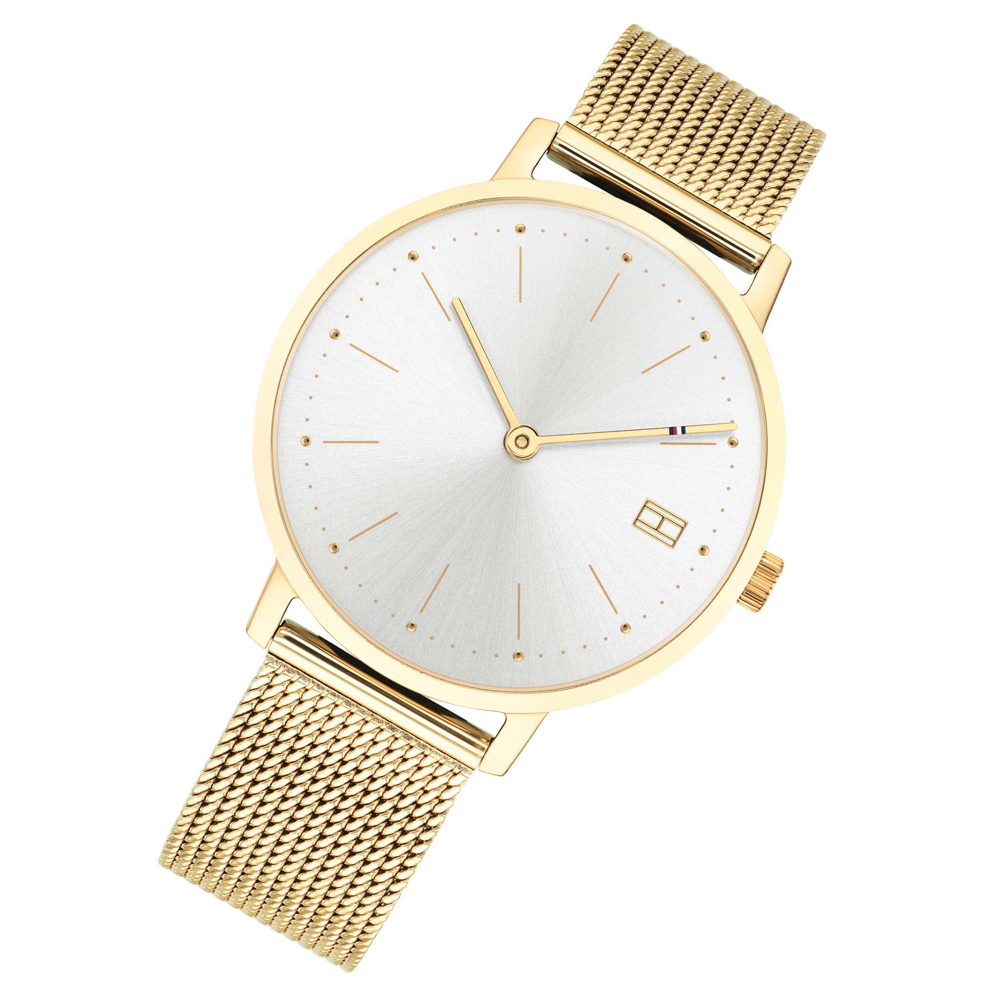 Tommy Hilfiger Gold Steel Mesh White Dial Women's Watch - 1781927
