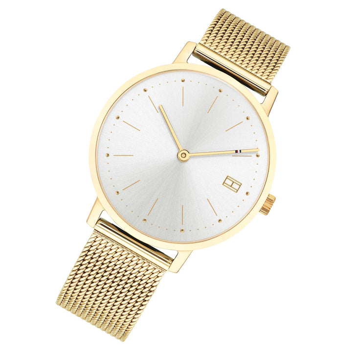 Tommy Hilfiger Gold Steel Mesh White Dial Women's Watch - 1781927