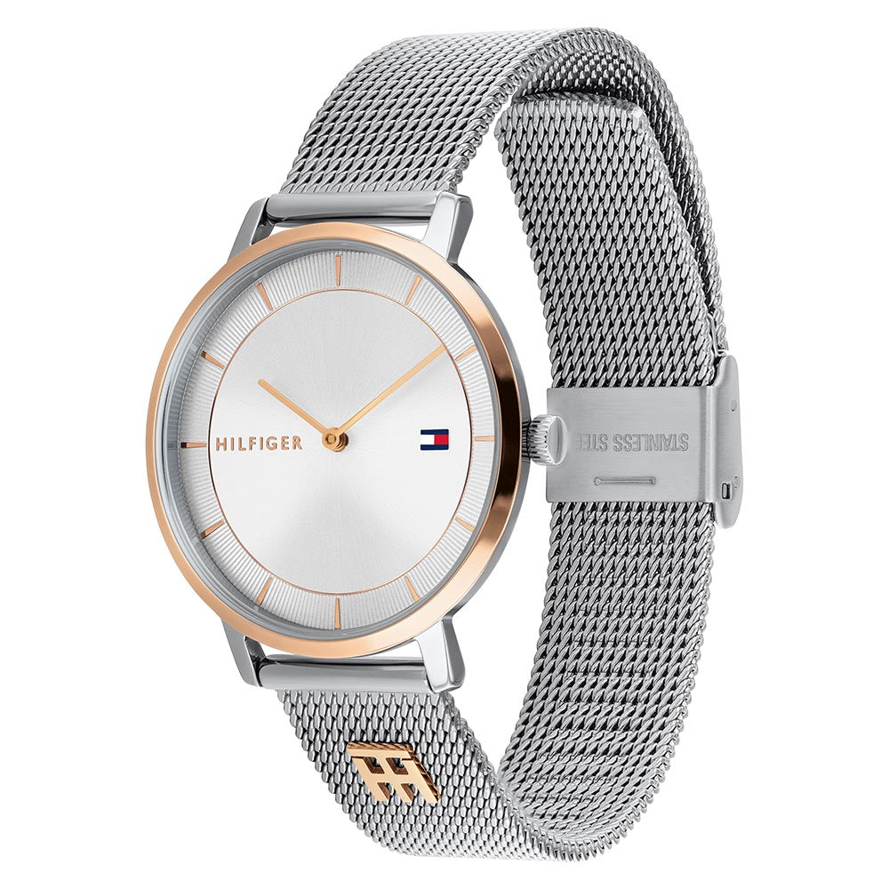 Tommy Hilfiger Silver Mesh White Dial Women's Watch - 1782288