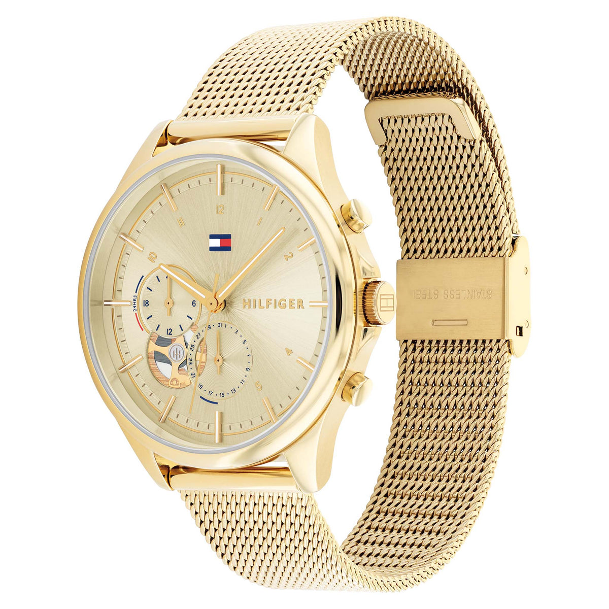 Tommy Hilfiger Gold Steel Mesh Multi-function Women's Watch - 1782417