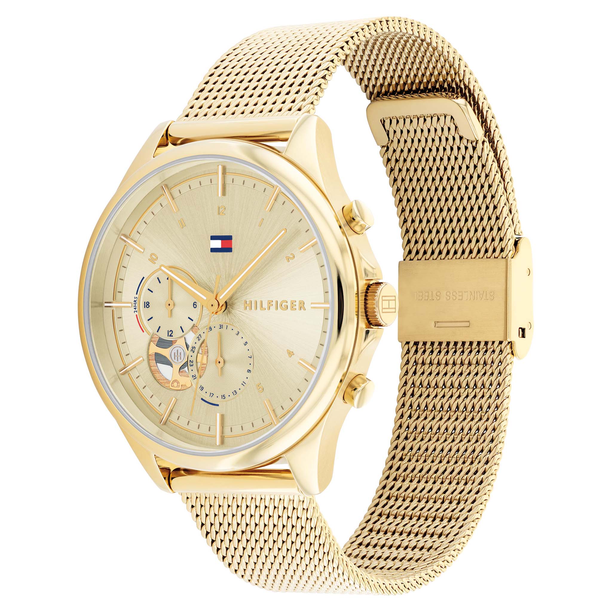 Tommy Hilfiger Gold Steel Mesh Multi-function Women's Watch - 1782417