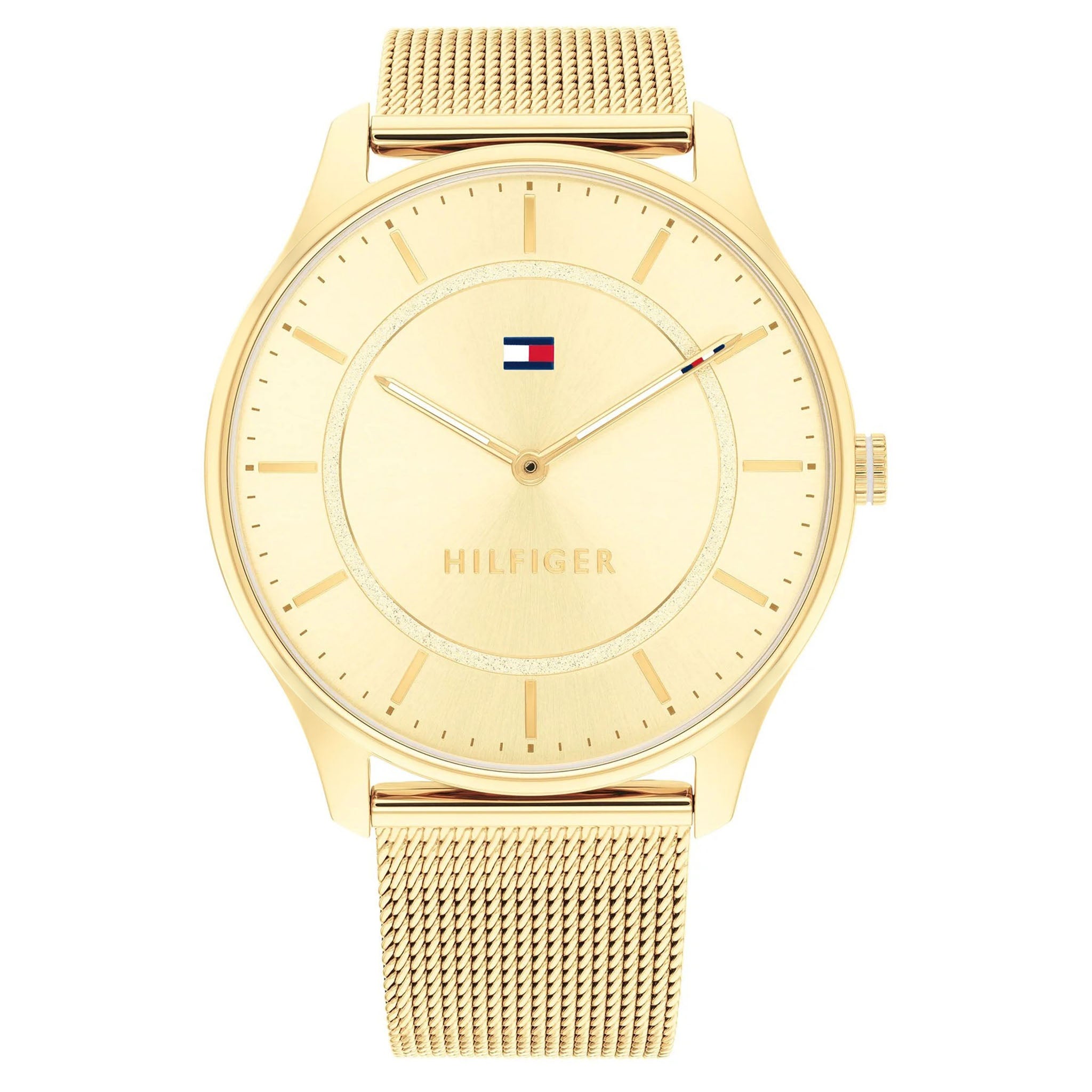 Tommy Hilfiger Gold-Tone Mesh Light Gold Dial Slim Women's Watch - 1782531