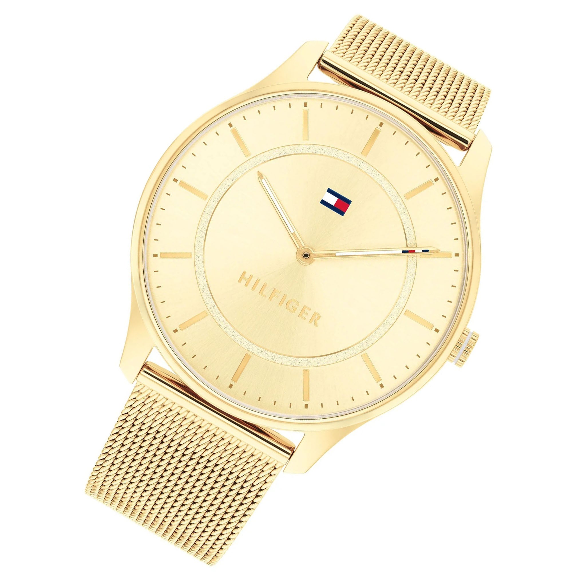 Tommy Hilfiger Gold-Tone Mesh Light Gold Dial Slim Women's Watch - 1782531
