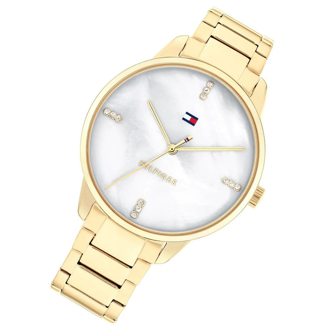 Tommy Hilfiger Gold Steel White Mother of Pearl Dial Women's Watch - 1782546