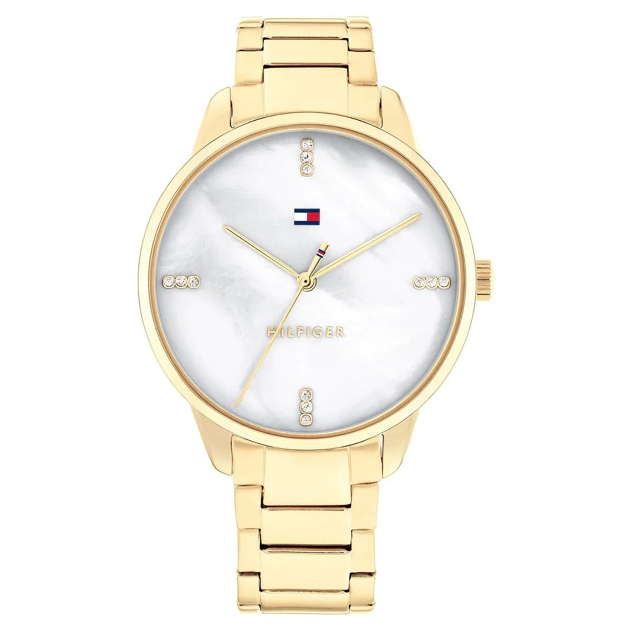 Tommy Hilfiger Gold Steel White Mother of Pearl Dial Women's Watch - 1782546
