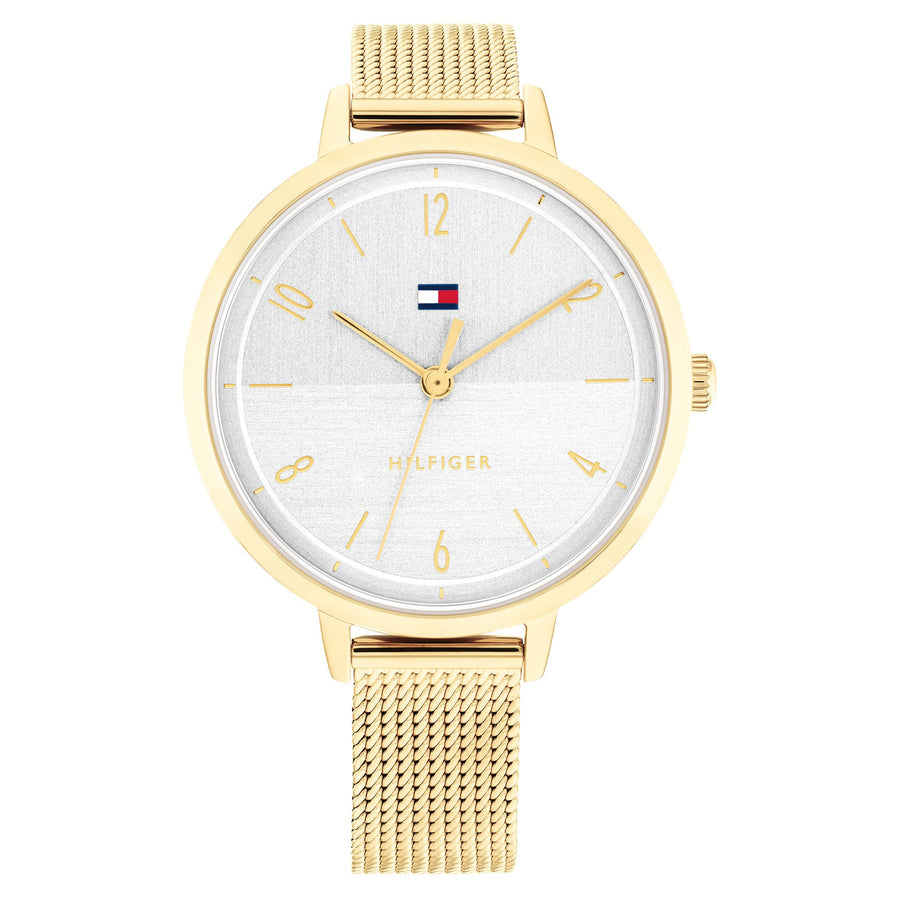 Tommy Hilfiger Gold Steel Silver White Dial Women's Watch - 1782579