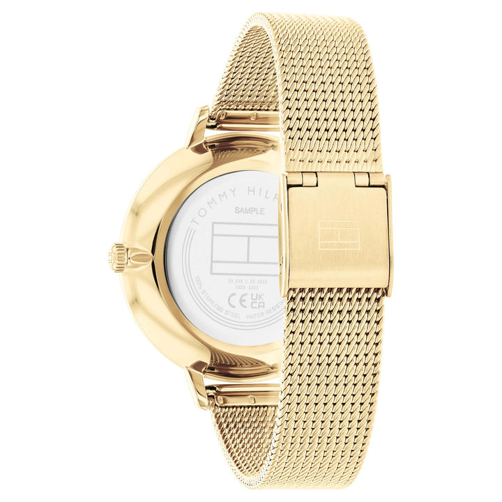 Tommy Hilfiger Gold Steel Mesh Silver White Dial Women's Watch - 1782579