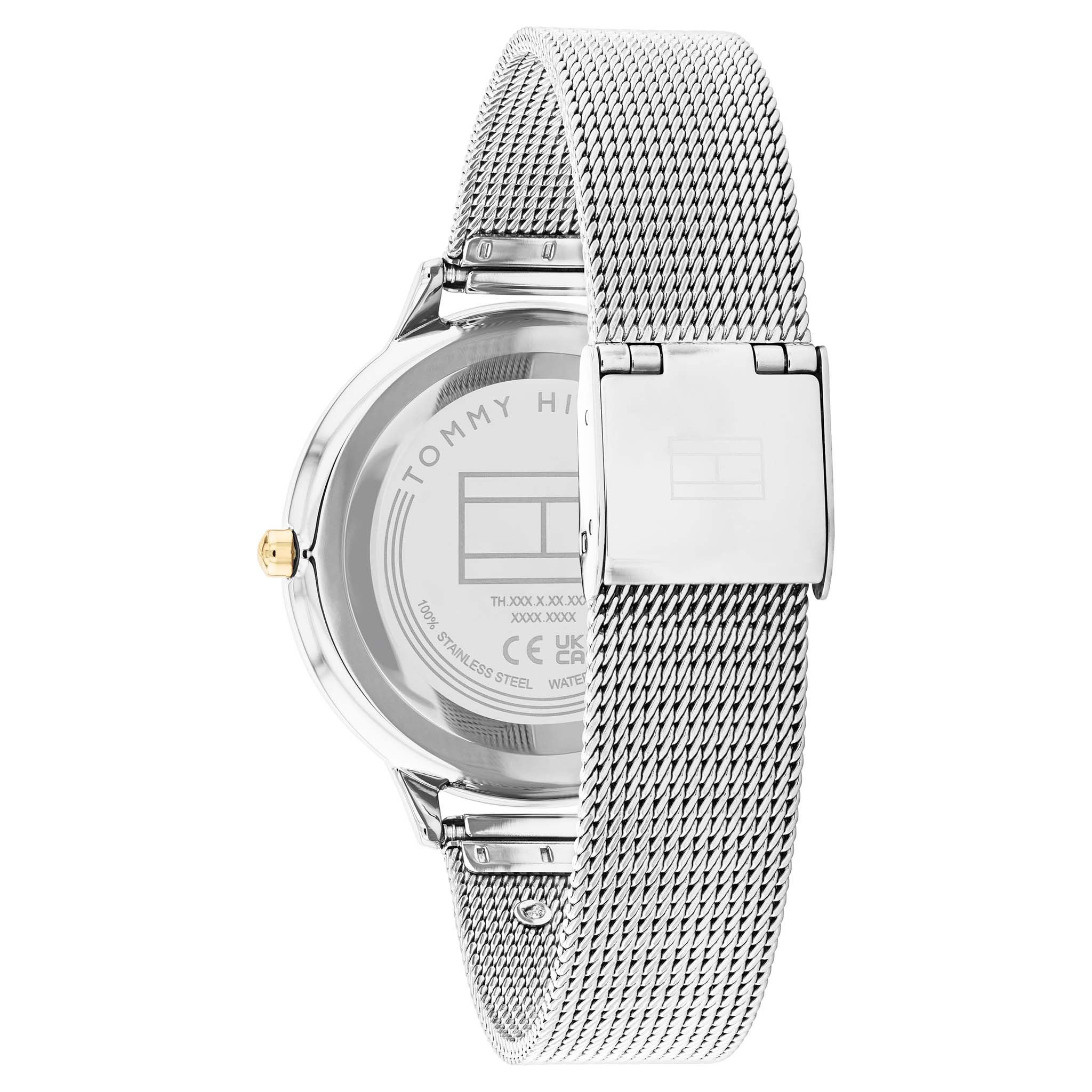 Tommy Hilfiger Steel Mesh Silver White Dial Slim Women's Watch - 1782586