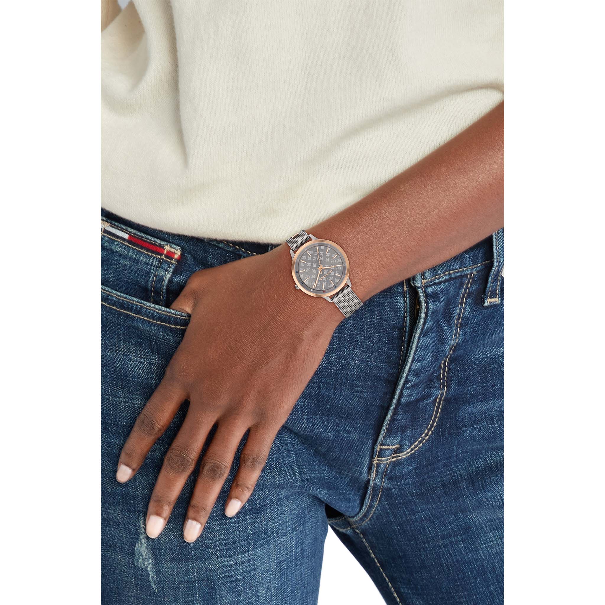Tommy Hilfiger Grey Steel Mesh Slim Women's Watch - 1782587