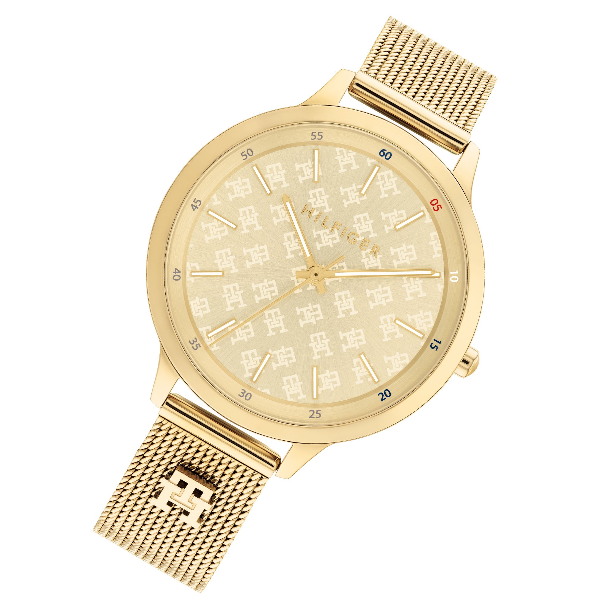 Tommy Hilfiger Gold Steel Mesh Light Champagne Dial Slim Women's Watch - 1782588