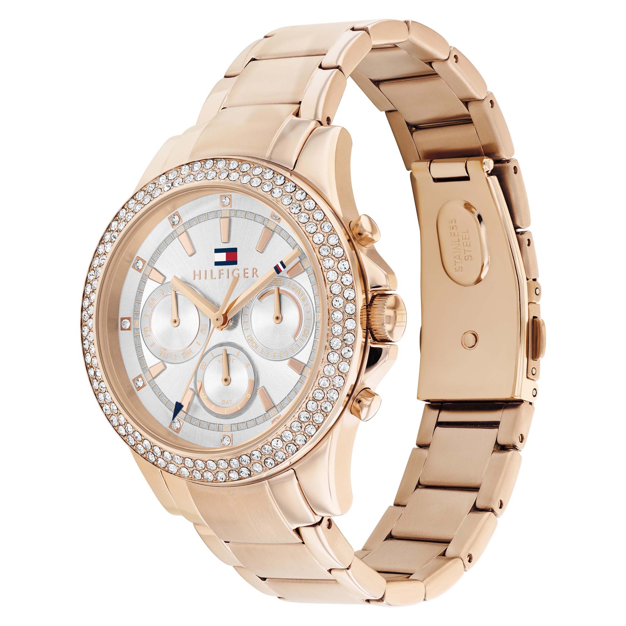 Tommy Hilfiger Carnation Gold Steel Light Grey Dial Multi-function Women's Watch - 1782624