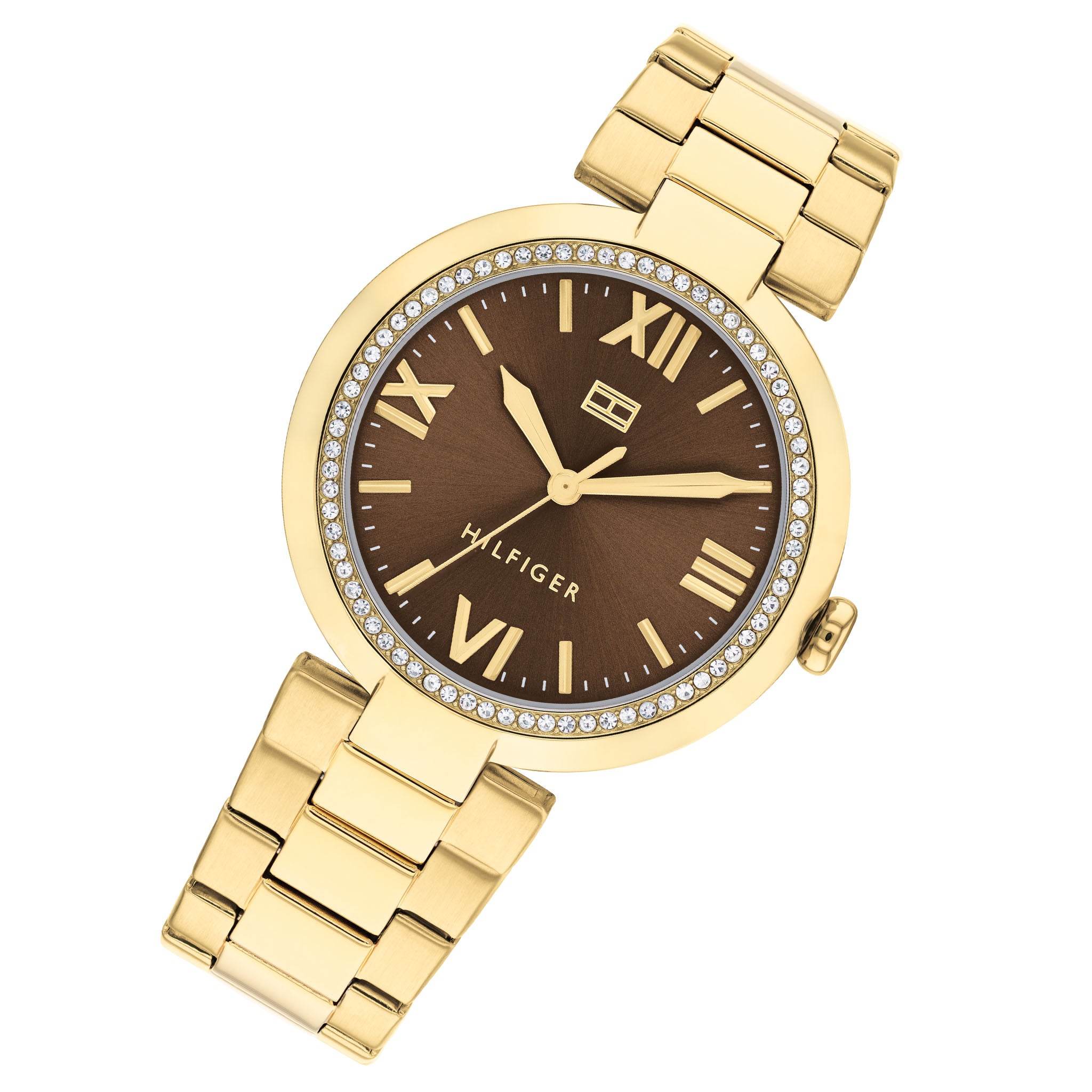 Tommy Hilfiger Gold Steel Brown Dial Women's Watch - 1782631