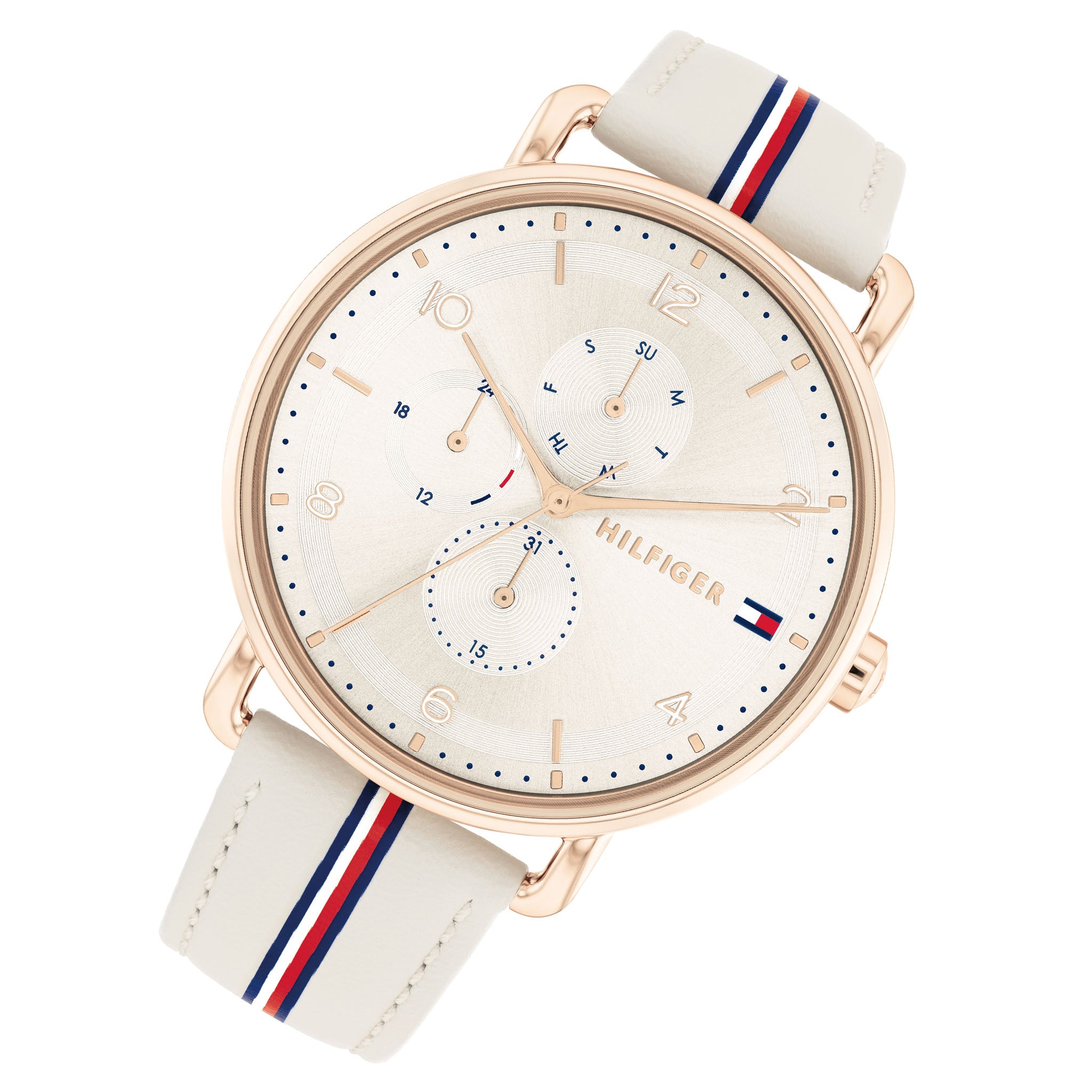 Tommy Hilfiger Leather Beige Dial Multi-function Women's Watch - 1782659