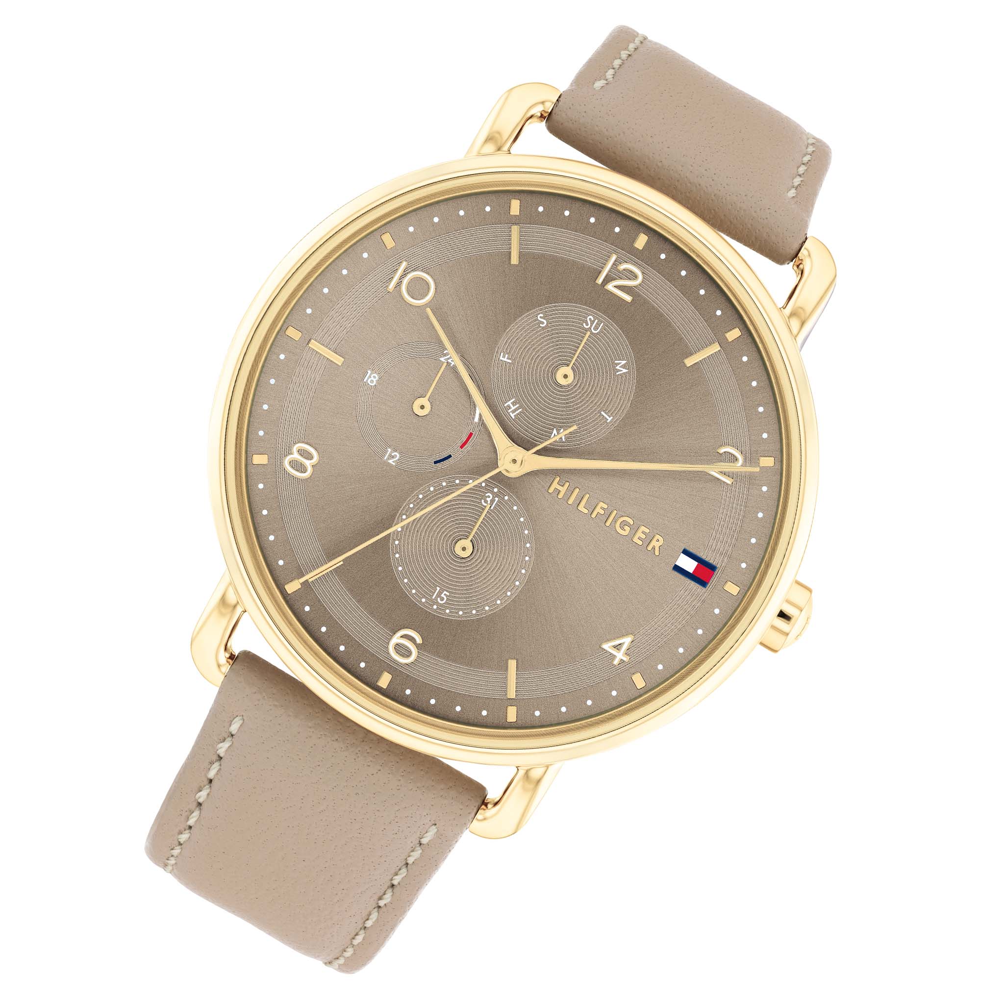 Tommy Hilfiger Leather Beige Dial Multi-function Women's Watch - 1782661