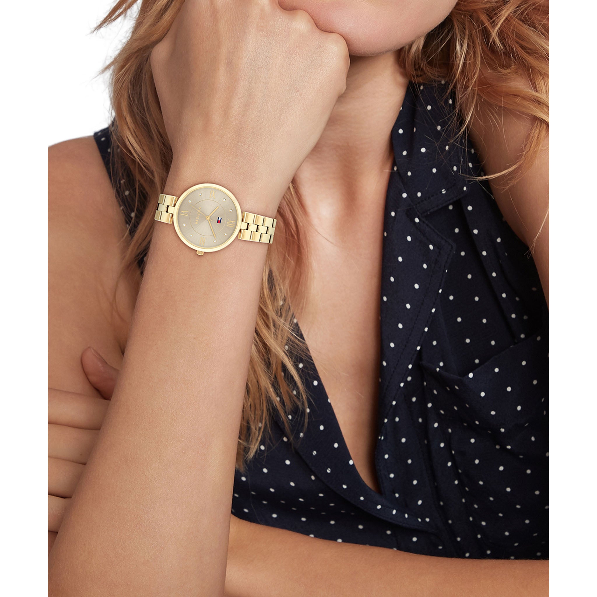 Tommy Hilfiger Gold Steel Grey Dial Women's Watch - 1782685