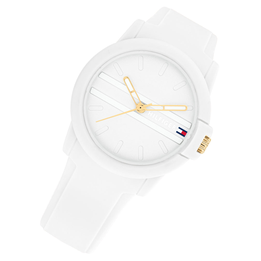 Tommy Hilfiger White Silicone Silver White Dial Women's Watch - 1782687