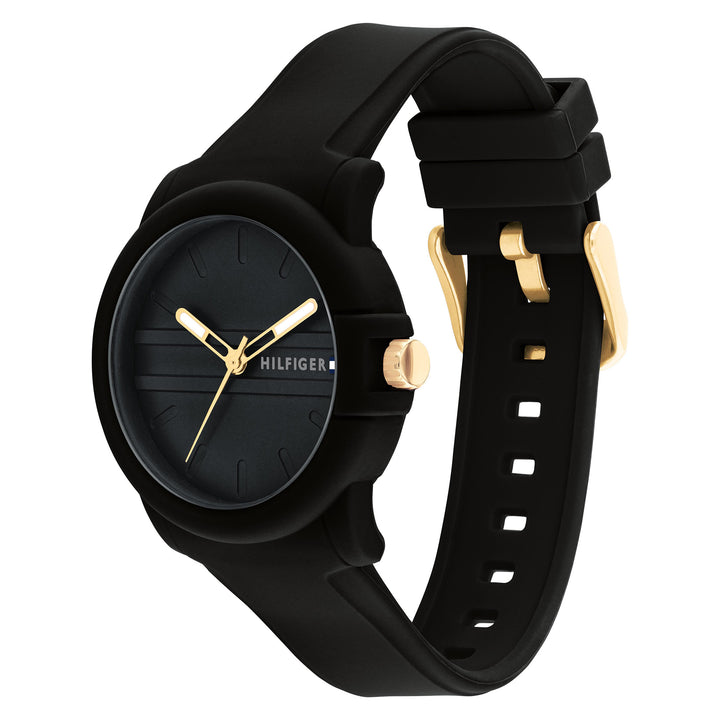 Tommy Hilfiger Silicone Black Dial Women's Watch - 1782688