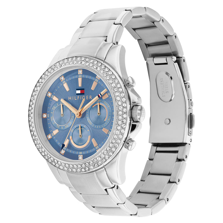 Tommy Hilfiger Silver Steel Blue Dial Multi-function Women's Watch - 1782690
