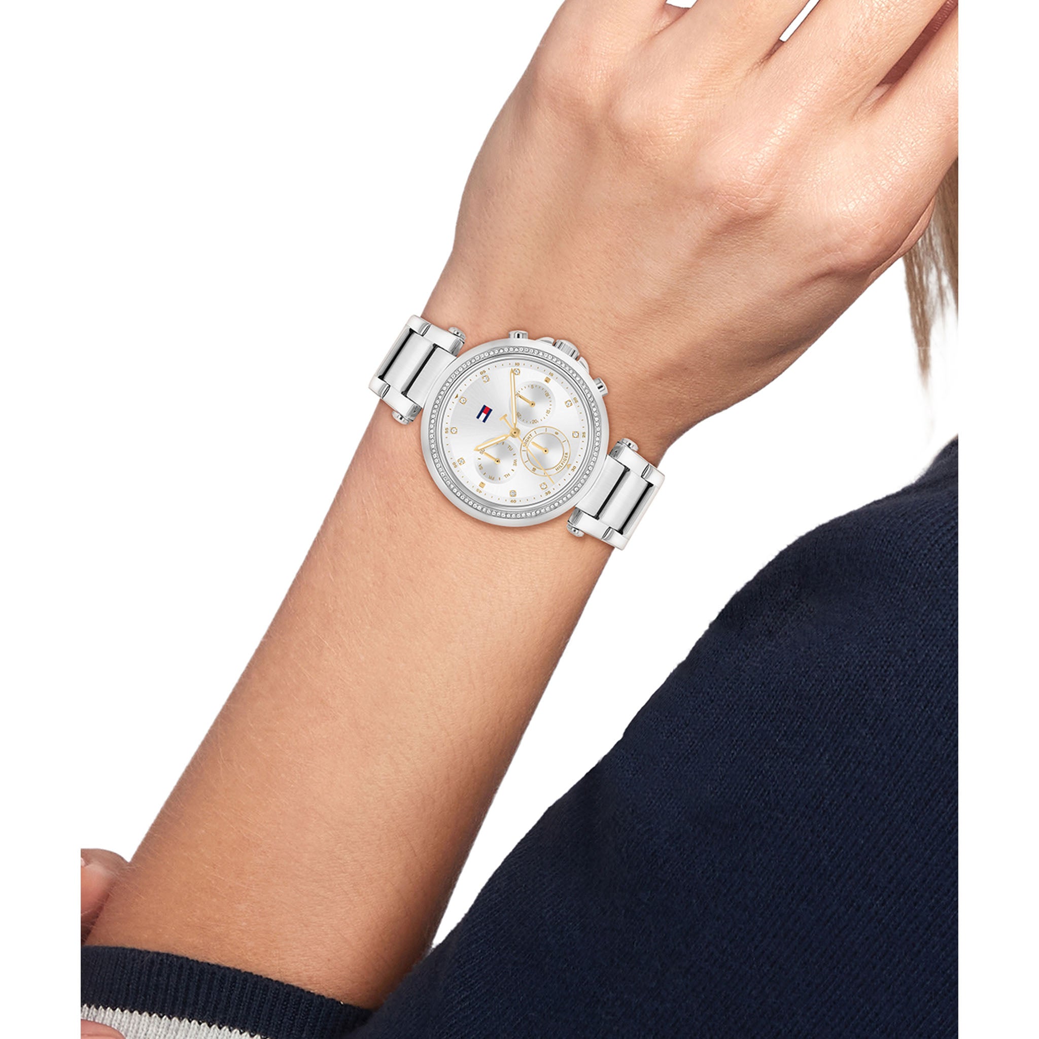 Tommy Hilfiger Stainless Steel Silver White Dial Multi-function Women's Watch - 1782701