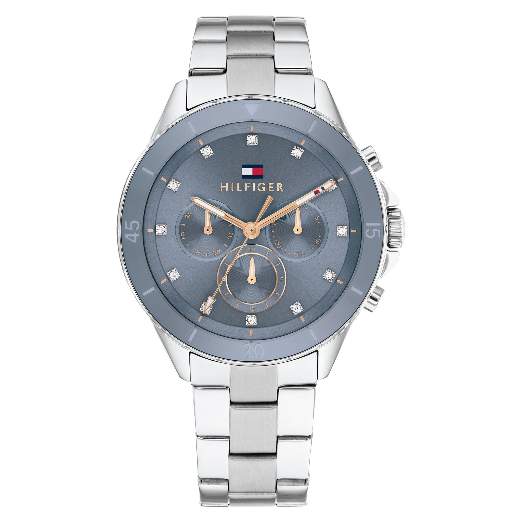 Tommy Hilfiger Stainless Steel Blue Dial Multi-function Women's Watch - 1782708