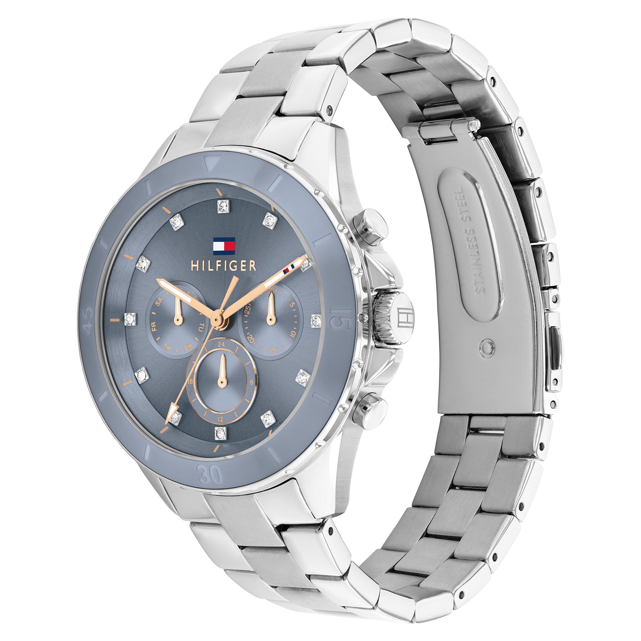 Tommy Hilfiger Stainless Steel Blue Dial Multi-function Women's Watch - 1782708
