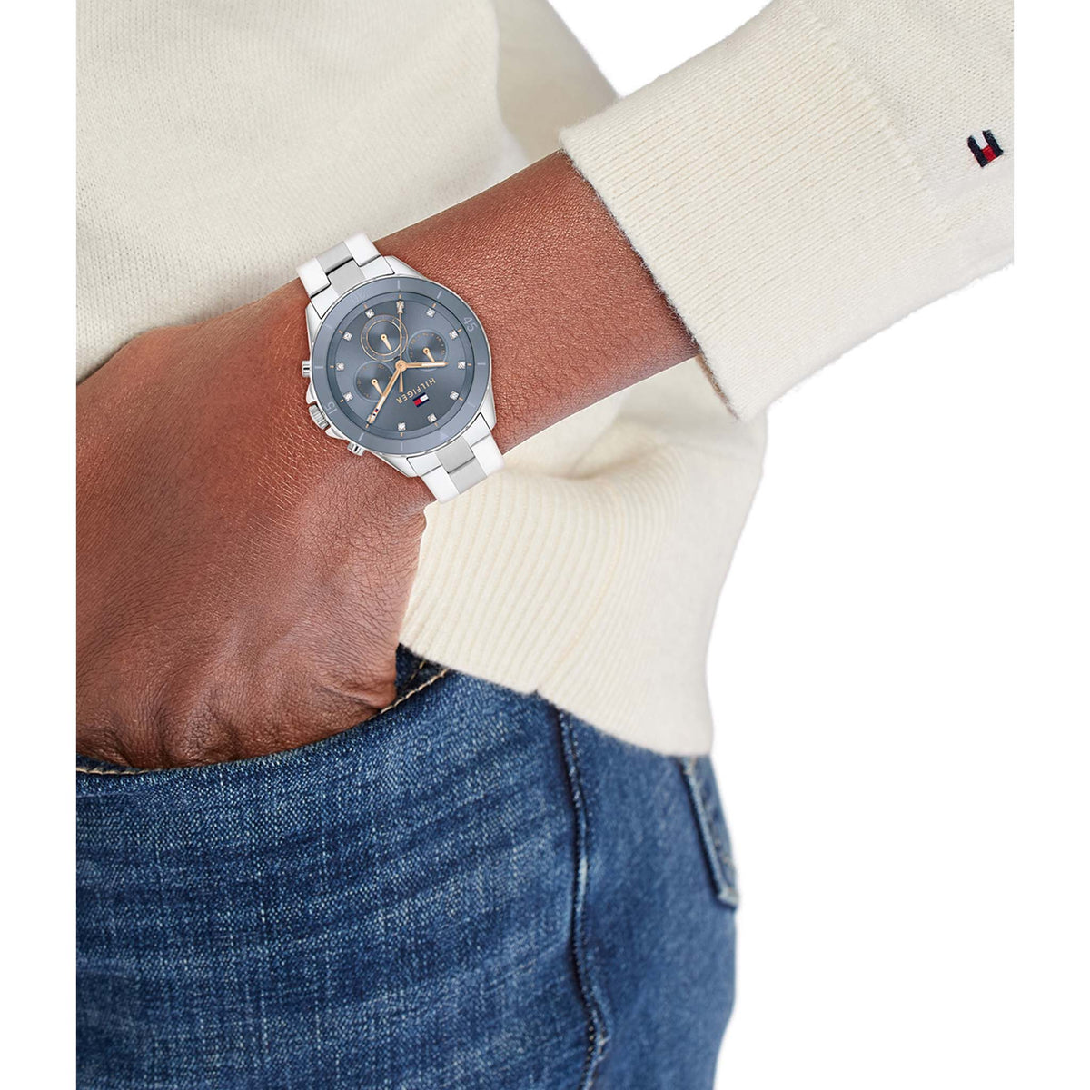 Tommy Hilfiger Stainless Steel Blue Dial Multi-function Women's Watch - 1782708