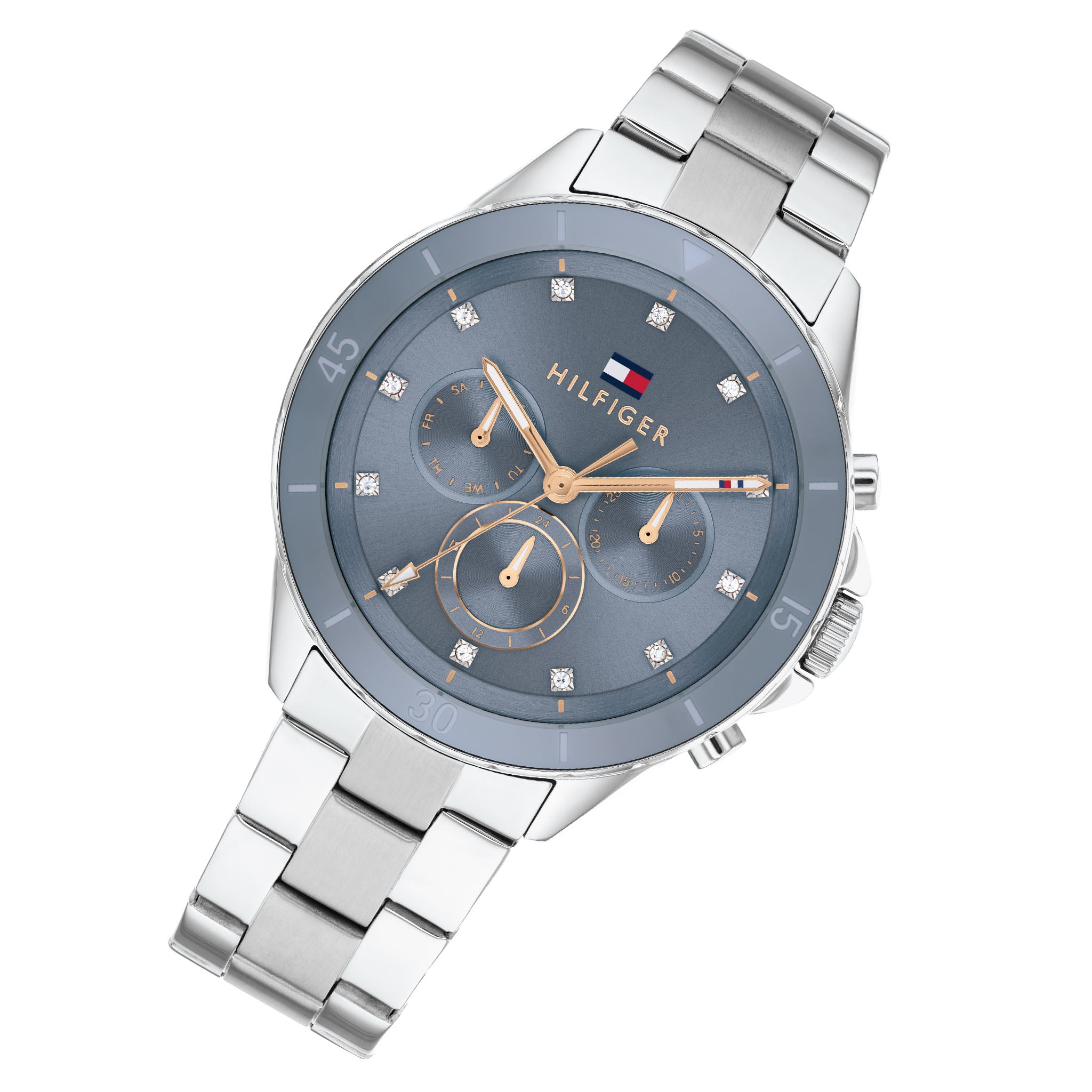 Tommy Hilfiger Stainless Steel Blue Dial Multi-function Women's Watch - 1782708