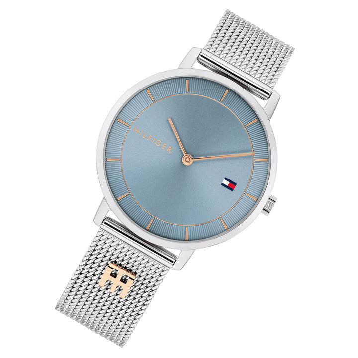 Tommy Hilfiger Silver Steel Mesh Blue Dial Women's Watch - 1782738