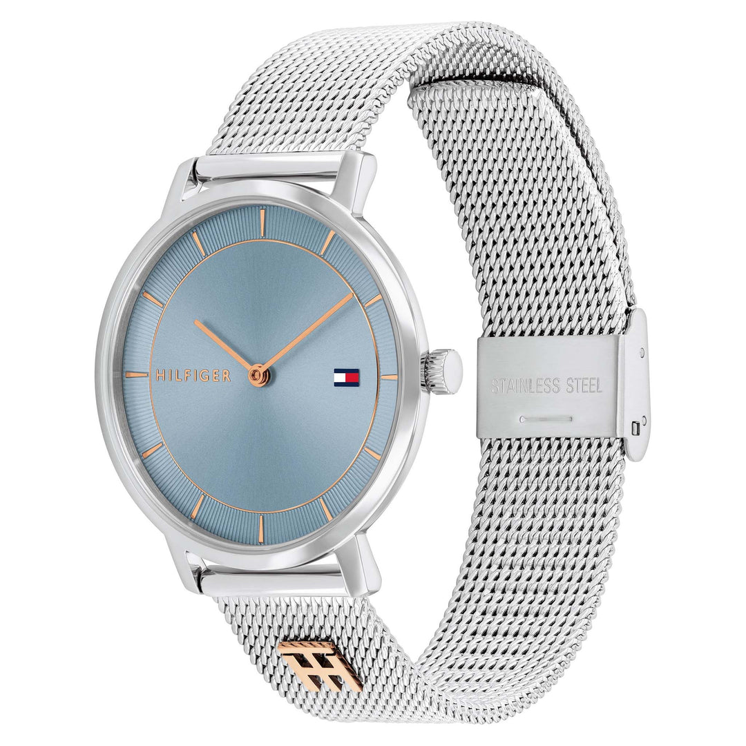 Tommy Hilfiger Silver Steel Mesh Blue Dial Women's Watch - 1782738