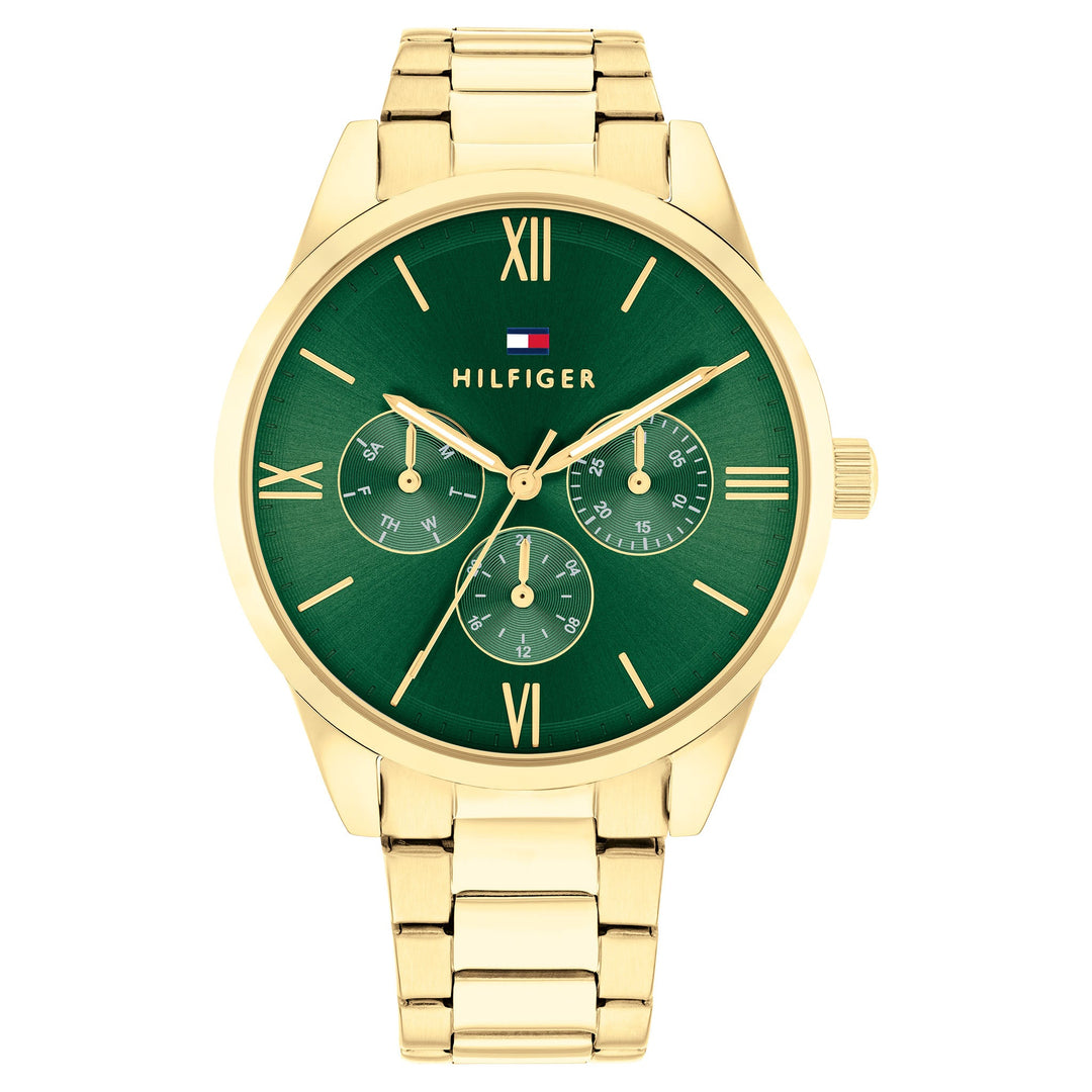 Tommy Hilfiger Camille Ionic Plated Thin Gold Steel Green Dial Multi-function Women's - 1782746